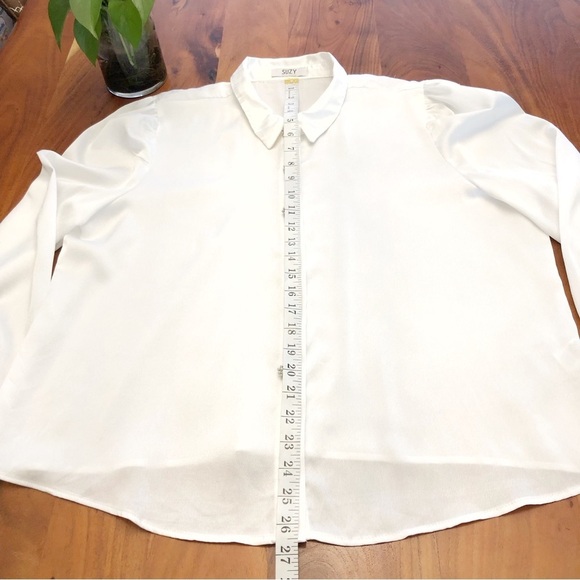 SUZY Vintage Minimalist silky White Oversized button down blouse shirt. XXL - Picture 12 of 14
